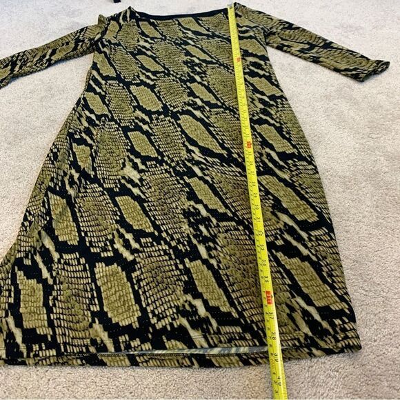 𝅺JONES New York green snake print long sleeve midi dress Sz 6 stretchy - Picture 9 of 11
